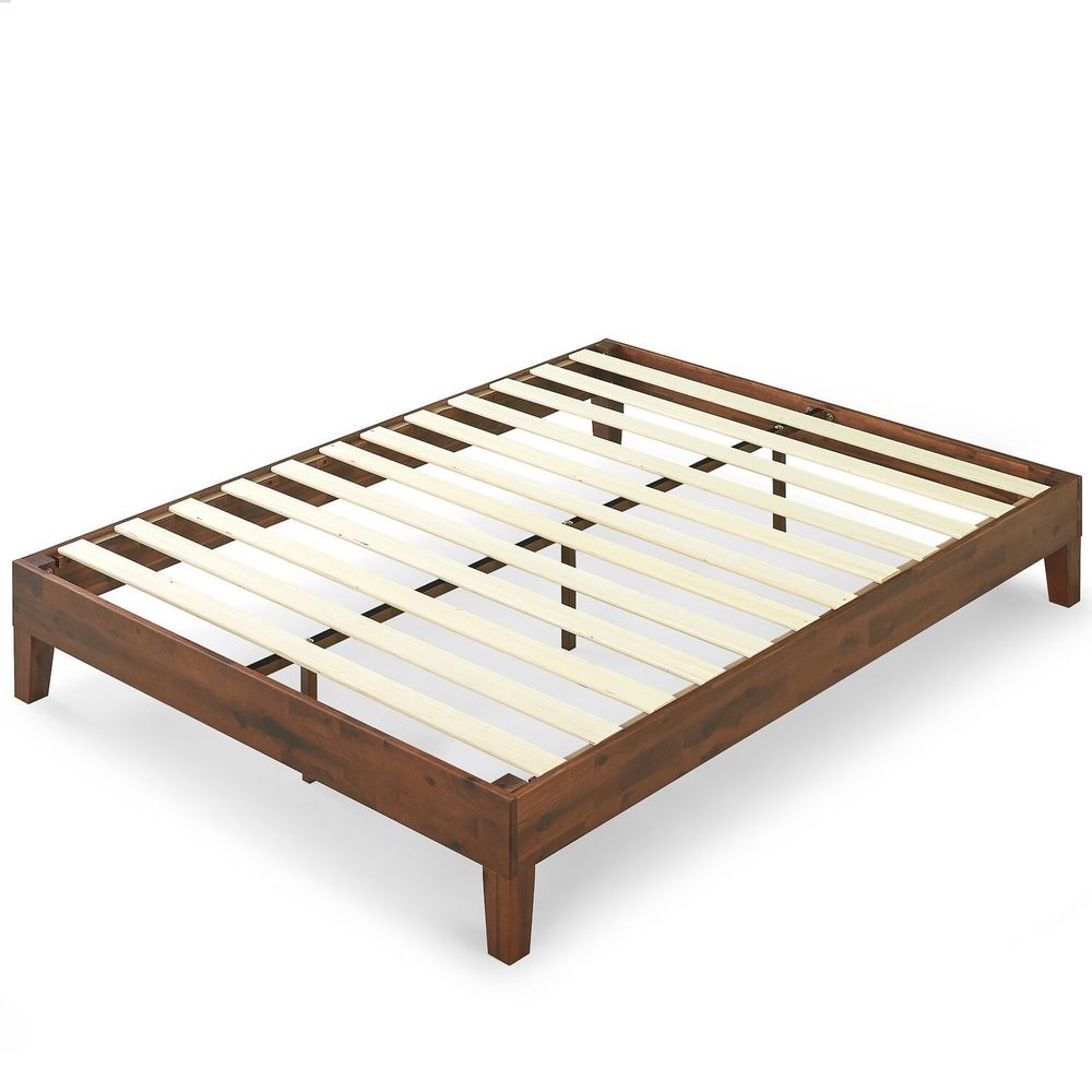 Lit plateforme Priage by Zinus Deluxe en bois massif couleur espresso antique