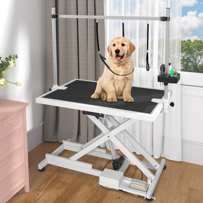 Table de toilettage électrique professionnelle pour grands chiens, robuste et équipée d'un bras de toilettage en aluminium - 127 cm (50 po) de large