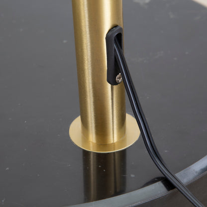 Lampadaire Q-Max 81 en acier, orientable et arqué, avec abat-jour extra large et base en marbre