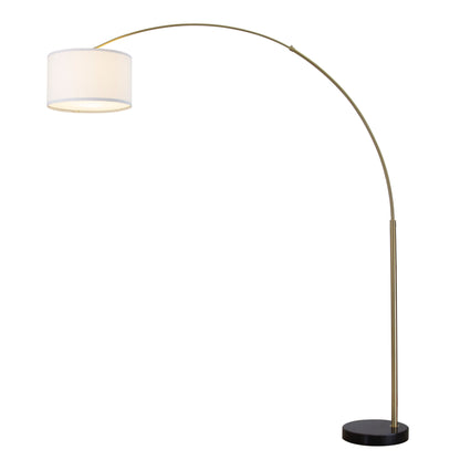 Lampadaire Q-Max 81 en acier, orientable et arqué, avec abat-jour extra large et base en marbre