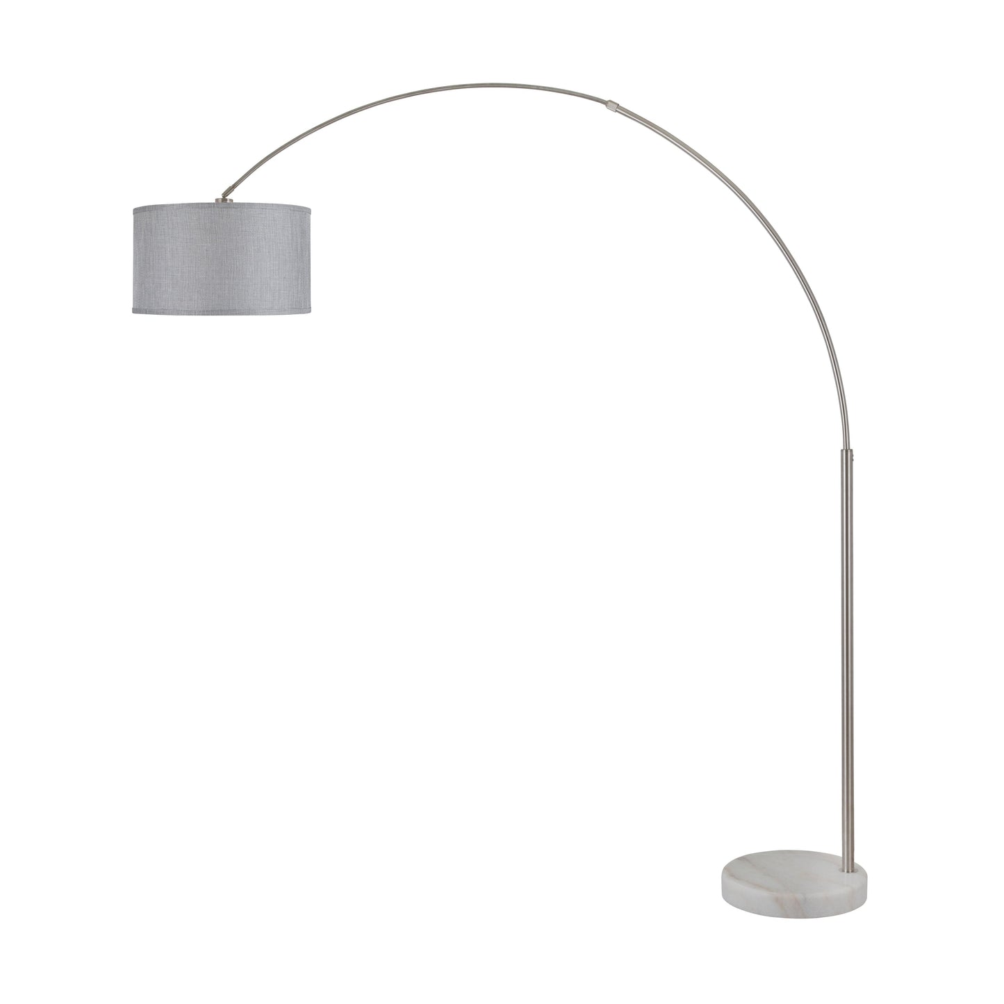 Lampadaire Q-Max 81 en acier, orientable et arqué, avec abat-jour extra large et base en marbre