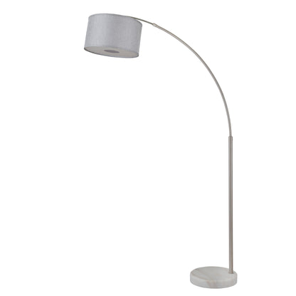 Lampadaire Q-Max 81 en acier, orientable et arqué, avec abat-jour extra large et base en marbre