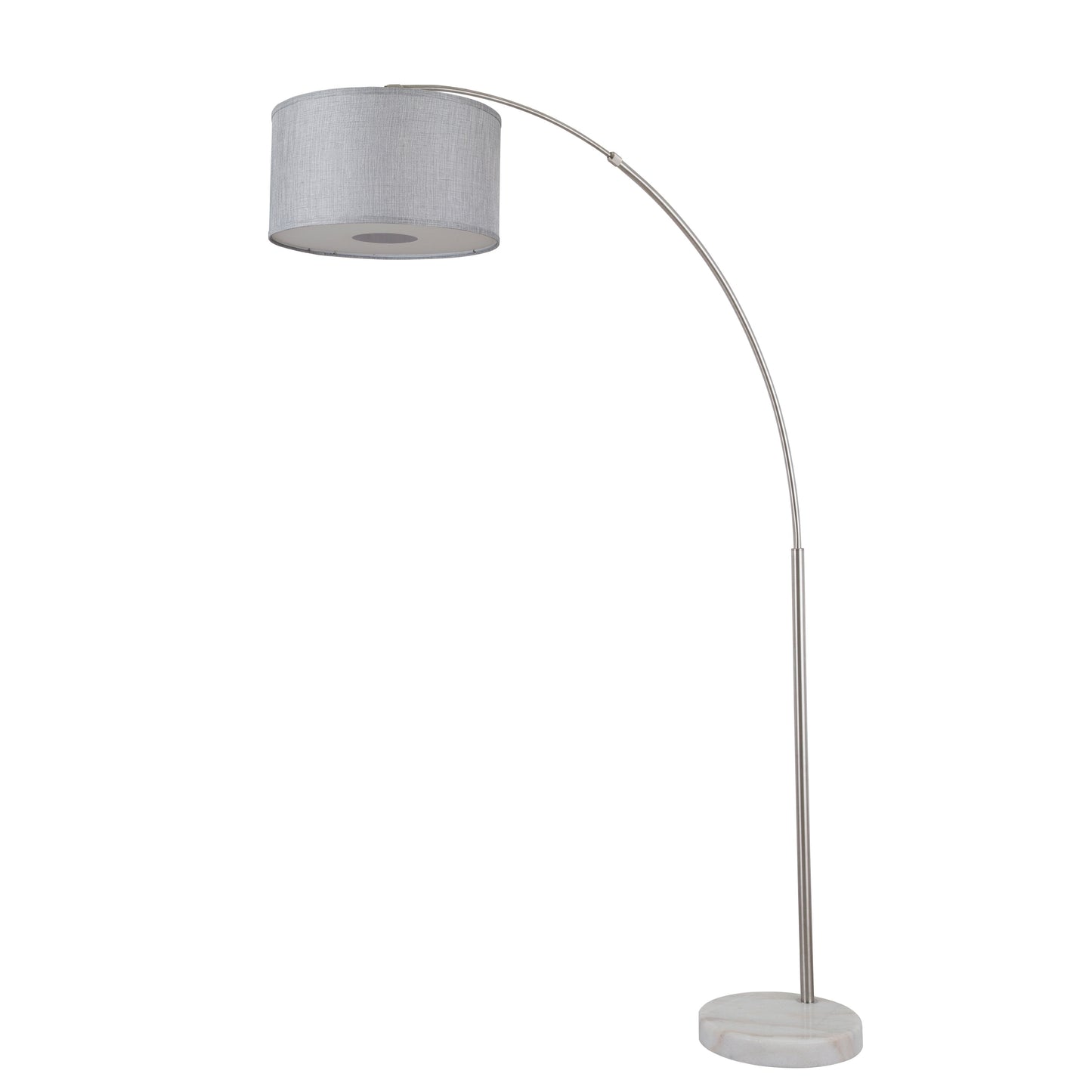 Lampadaire Q-Max 81 en acier, orientable et arqué, avec abat-jour extra large et base en marbre