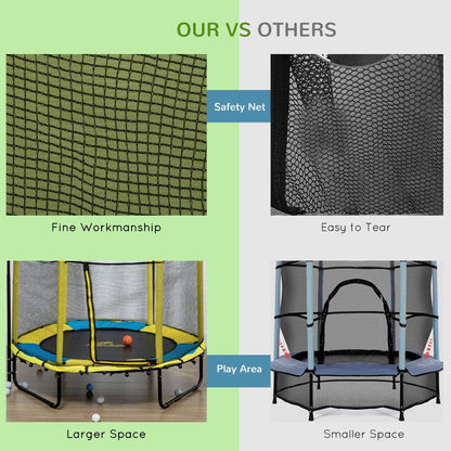 Trampoline Qaba 4,6' pour enfants avec panier de basket, barre horizontale, trampoline d'intérieur 55 pouces avec filet