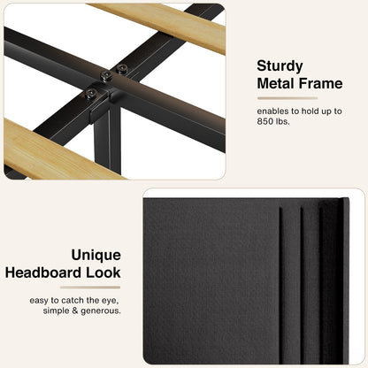 Lit Queen/Full à tête de lit capitonnée à canaux verticaux et dossier à oreilles