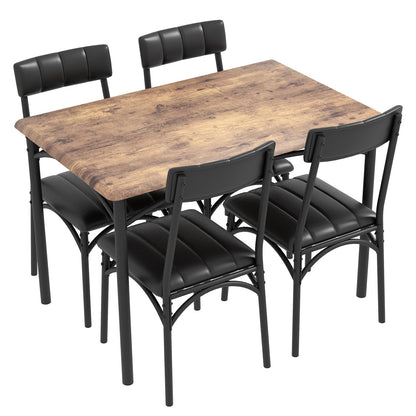 Ensemble table et chaises rectangulaires pour 4 personnes avec chaises rembourrées
