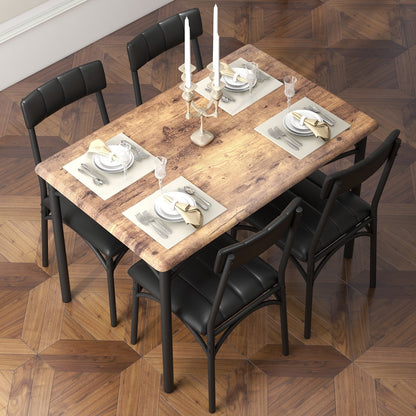 Ensemble table et chaises rectangulaires pour 4 personnes avec chaises rembourrées