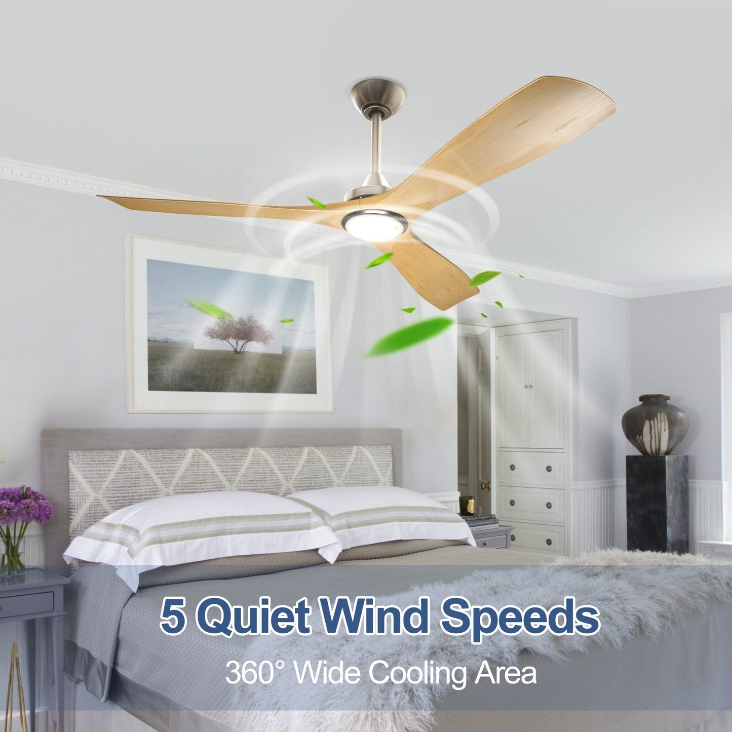 Ventilateur de plafond encastré avec télécommande et éclairage