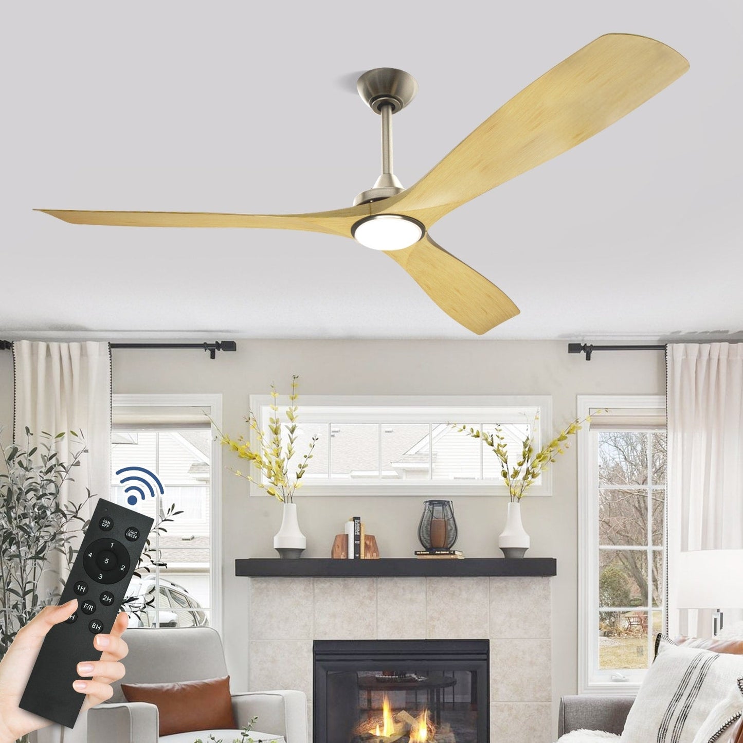 Ventilateur de plafond encastré avec télécommande et éclairage