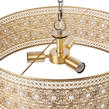 Lustre River of Goods Bryar en laiton et cristal, 23,5 W, 3 lumières - 23,5 x 23,5 x 61,5