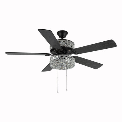 Ventilateur de plafond River of Goods Olivia, finition bronze huilé/cristal, 132 cm (52 ​​po) à DEL - 132 cm (52 ​​po) L x 132 cm (52 ​​po) l x 46 cm (18,25 po) H