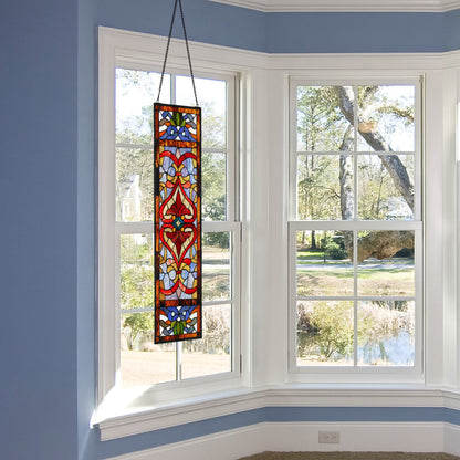 Panneau de vitrail victorien « Fleur de Lys » de River of Goods - 9,5 cm (L) x 0,25 cm (l) x 36 cm (H)