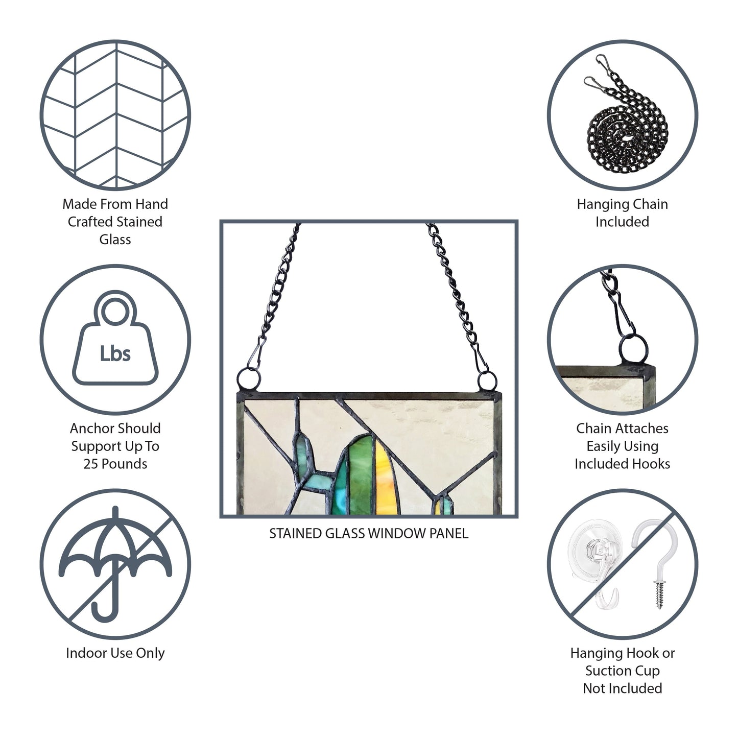 Panneau de vitrail victorien « Fleur de Lys » de River of Goods - 9,5 cm (L) x 0,25 cm (l) x 36 cm (H)