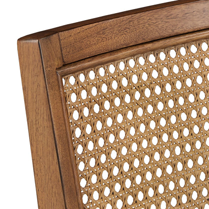 Chaises de salle à manger Ronda en lin beige et dossier en rotin (lot de 2)