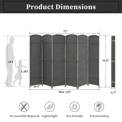 Paravent pliable autoportant en fibre tissée de 1,83 m de haut