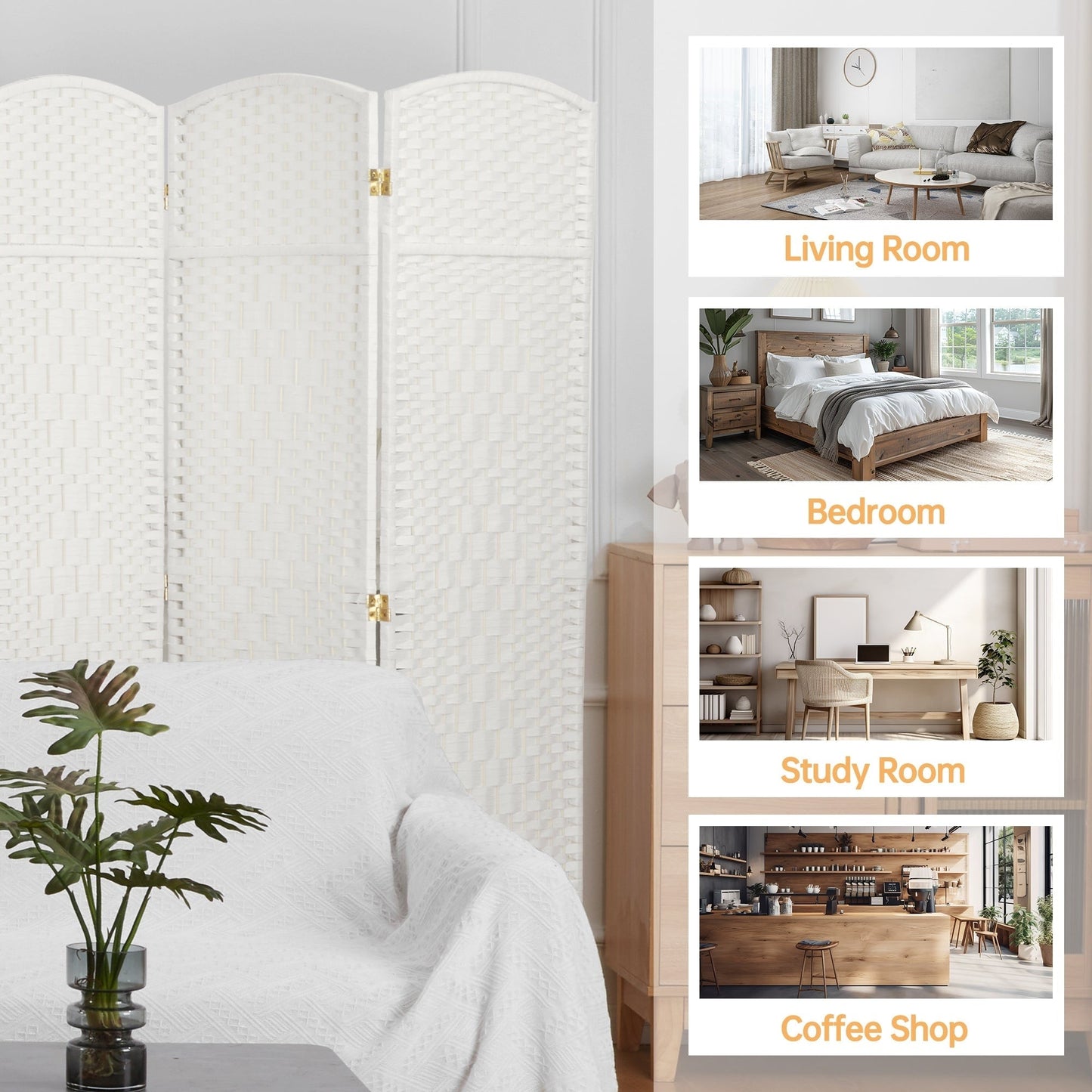 Paravent pliable autoportant en fibre tissée de 1,83 m de haut