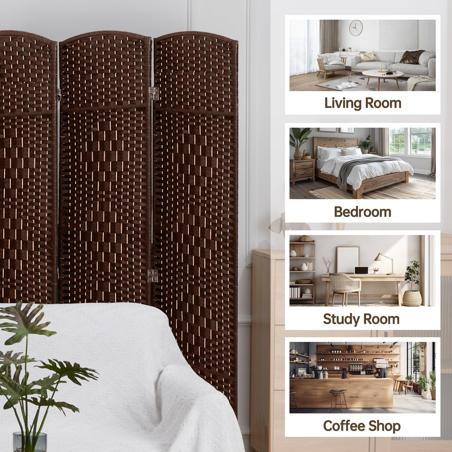 Paravent pliable autoportant en fibre tissée de 1,83 m de haut