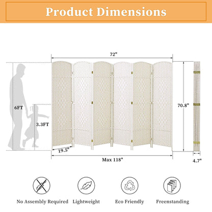 Paravent pliable autoportant en fibre tissée de 1,83 m de haut