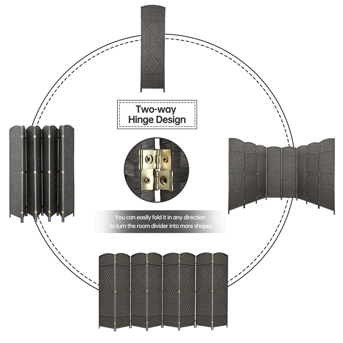 Paravent pliable autoportant en fibre tissée de 1,83 m de haut