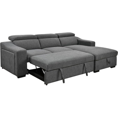 Canapé d'angle convertible Roomfitters 103 avec méridienne de rangement, appuie-têtes réglables et canapé-lit en L, gris foncé