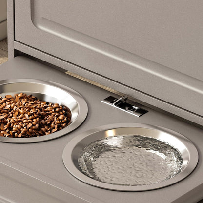 Station d'alimentation pour chiens Roomfitters avec 2 gamelles surélevées, meuble d'alimentation inclinable pour animaux de compagnie