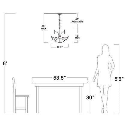 Lustre Rosa à 6 lumières en cristal champagne argenté brossé, orné de fleurs