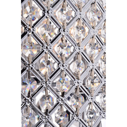 Lustre tambour rond à perles avec cristaux suspendus