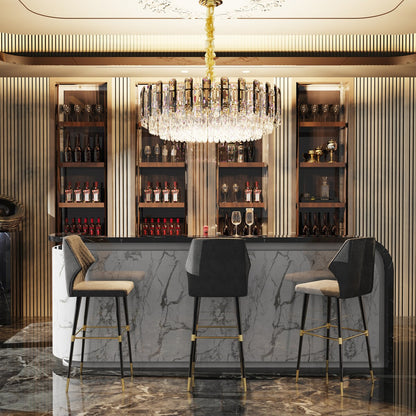 Lustre de plafond rond à plusieurs niveaux en cristal brillant avec suspension à 3 couleurs d'éclairage