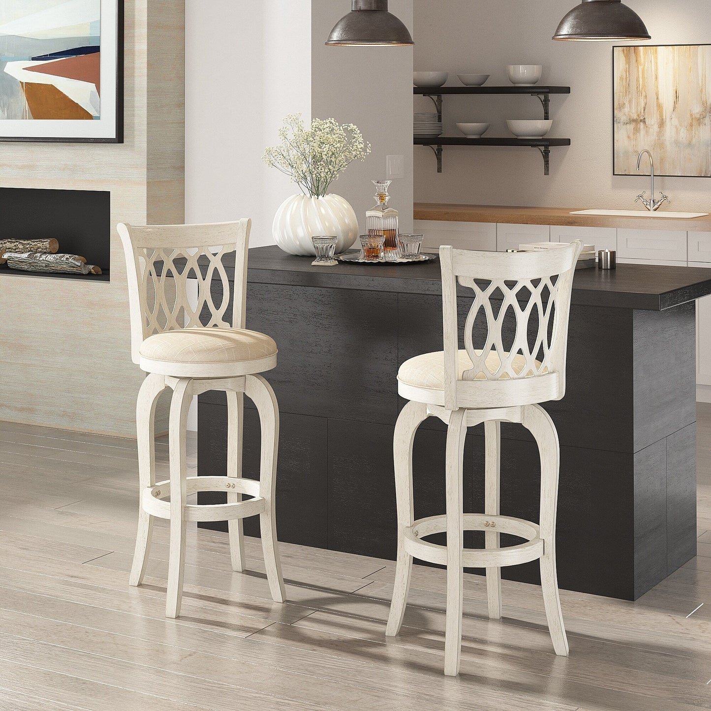 Tabouret de bar pivotant à dossier ajouré Rovinj