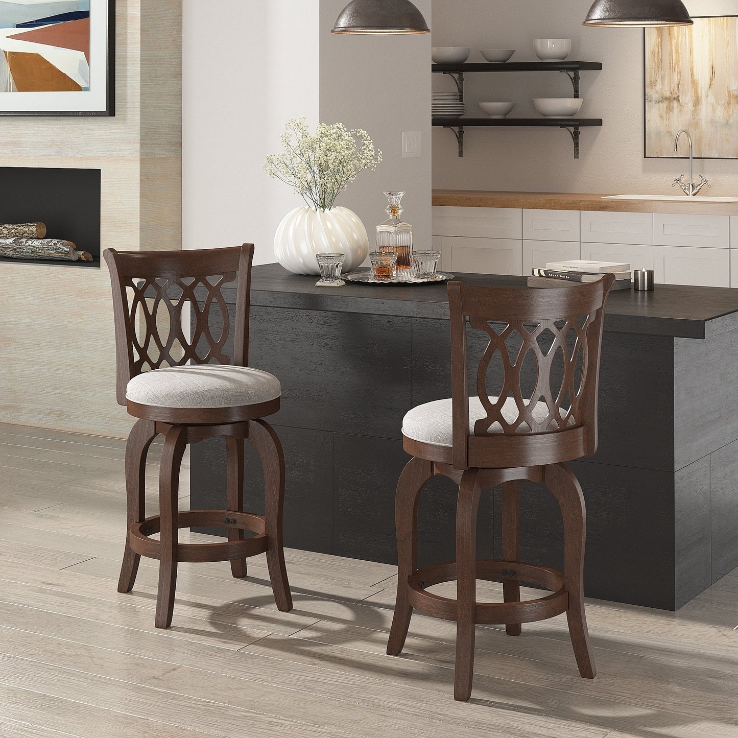 Tabouret de bar pivotant à dossier ajouré Rovinj