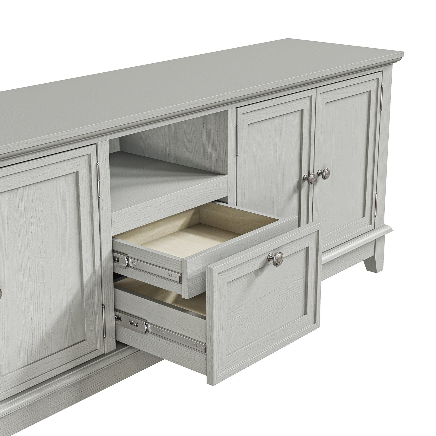 Meuble TV rustique de 183 cm (72 pouces) de large avec étagères réglables et rangement dissimulé - Largeur : 183 cm (72 pouces)