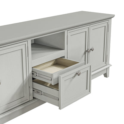 Meuble TV rustique de 183 cm (72 pouces) de large avec étagères réglables et rangement dissimulé - Largeur : 183 cm (72 pouces)