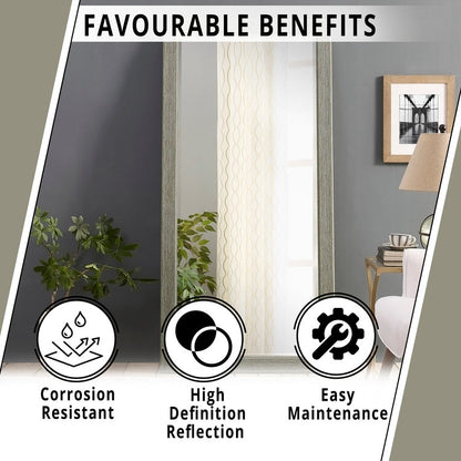 Miroir sur pied rustique pleine longueur - Miroir rectangulaire 66 x 32 cm avec cadre en bois pour salon, chambre