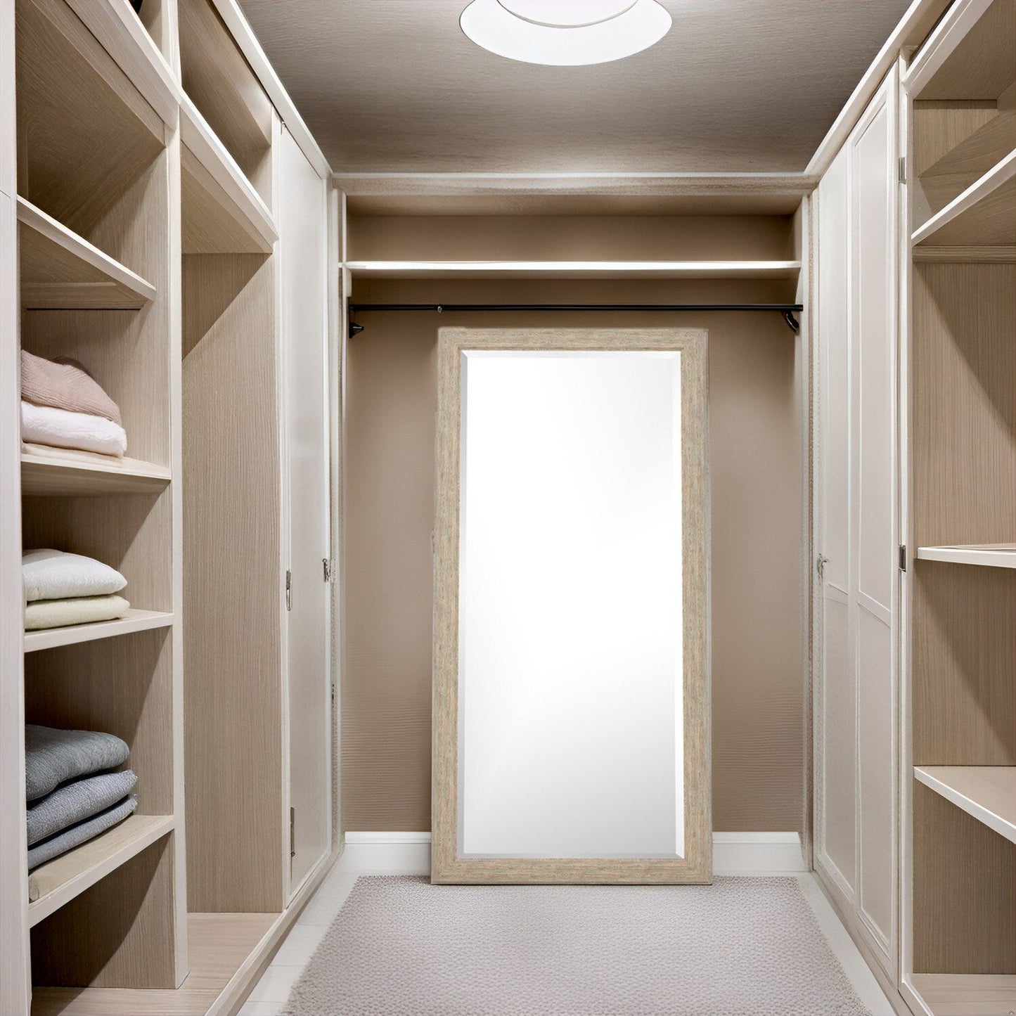 Miroir sur pied rustique pleine longueur - Miroir rectangulaire 66 x 32 cm avec cadre en bois pour salon, chambre