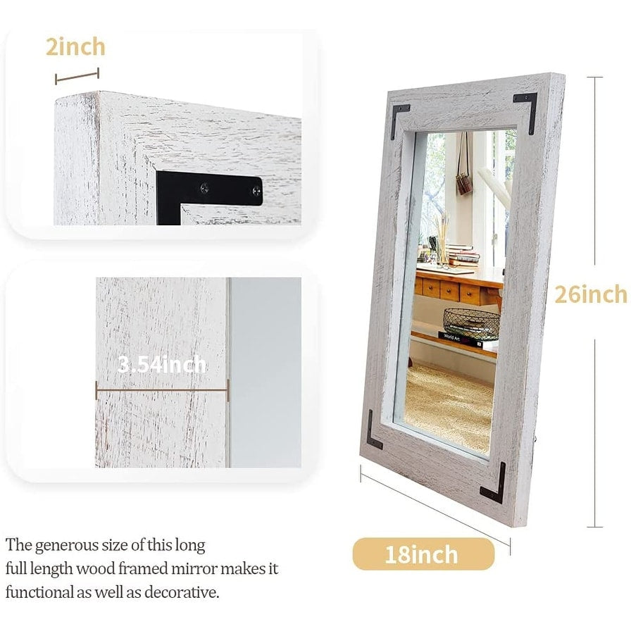 Miroir mural rustique à cadre en bois, miroir de salle de bain en bois naturel