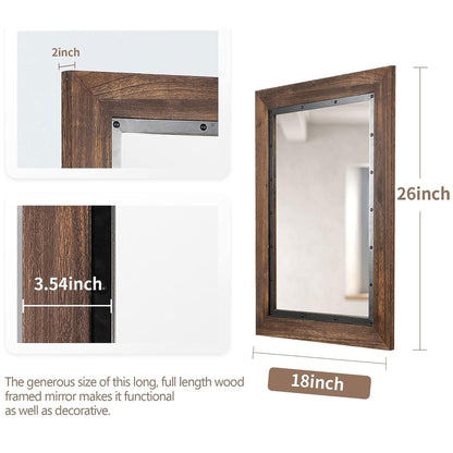 Miroir de salle de bain mural rustique avec cadre en bois et fer forgé