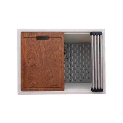 Évier de buanderie encastré Ruvati epiRock Workstation 25 pouces, blanc chaud - RVG2321WB