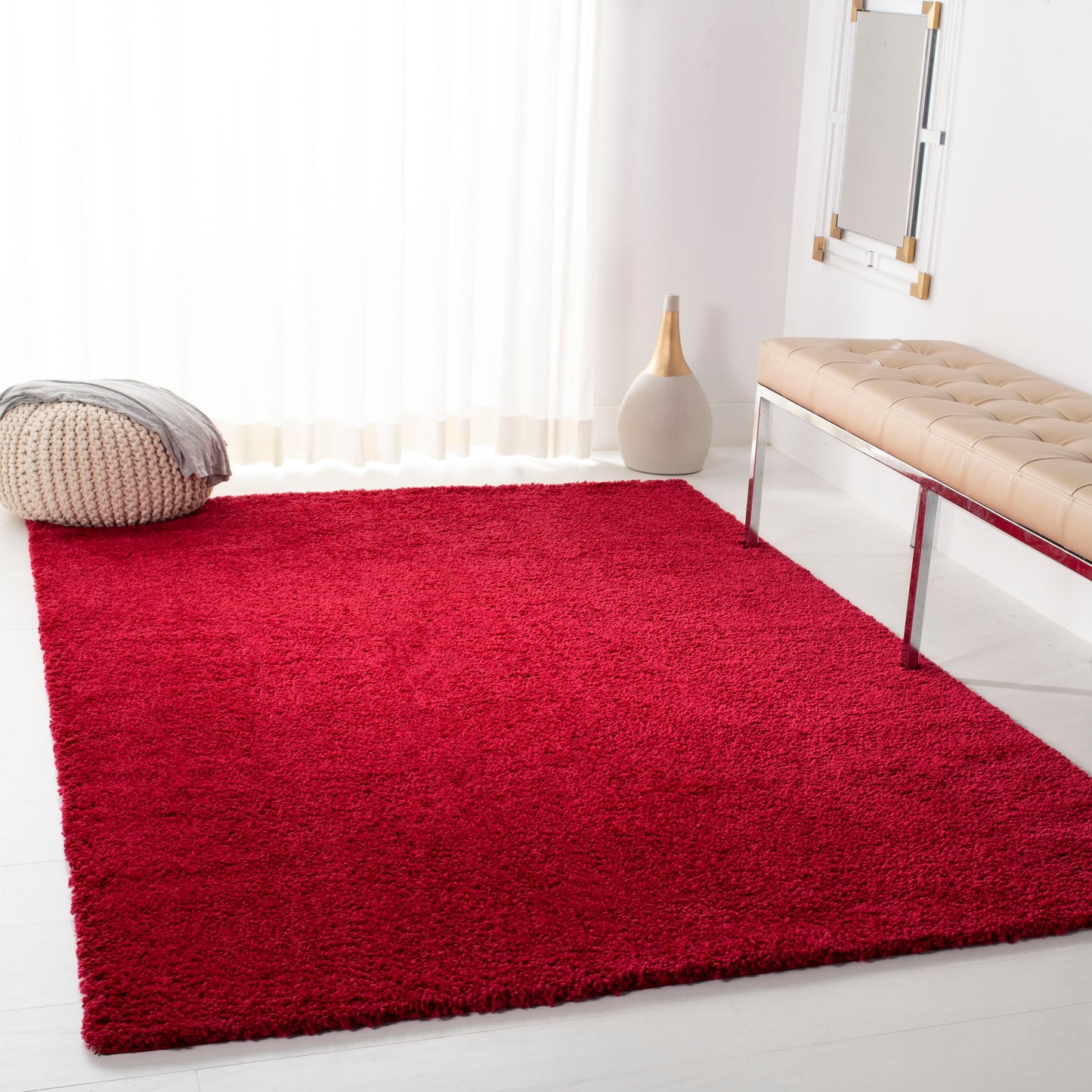 Tapis SAFAVIEH August Wilhelma Shag uni de 3 cm d'épaisseur