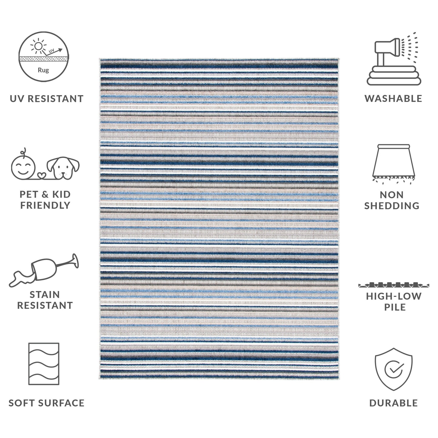 Tapis de patio imperméable à rayures SAFAVIEH Cabana Gafia pour intérieur/extérieur