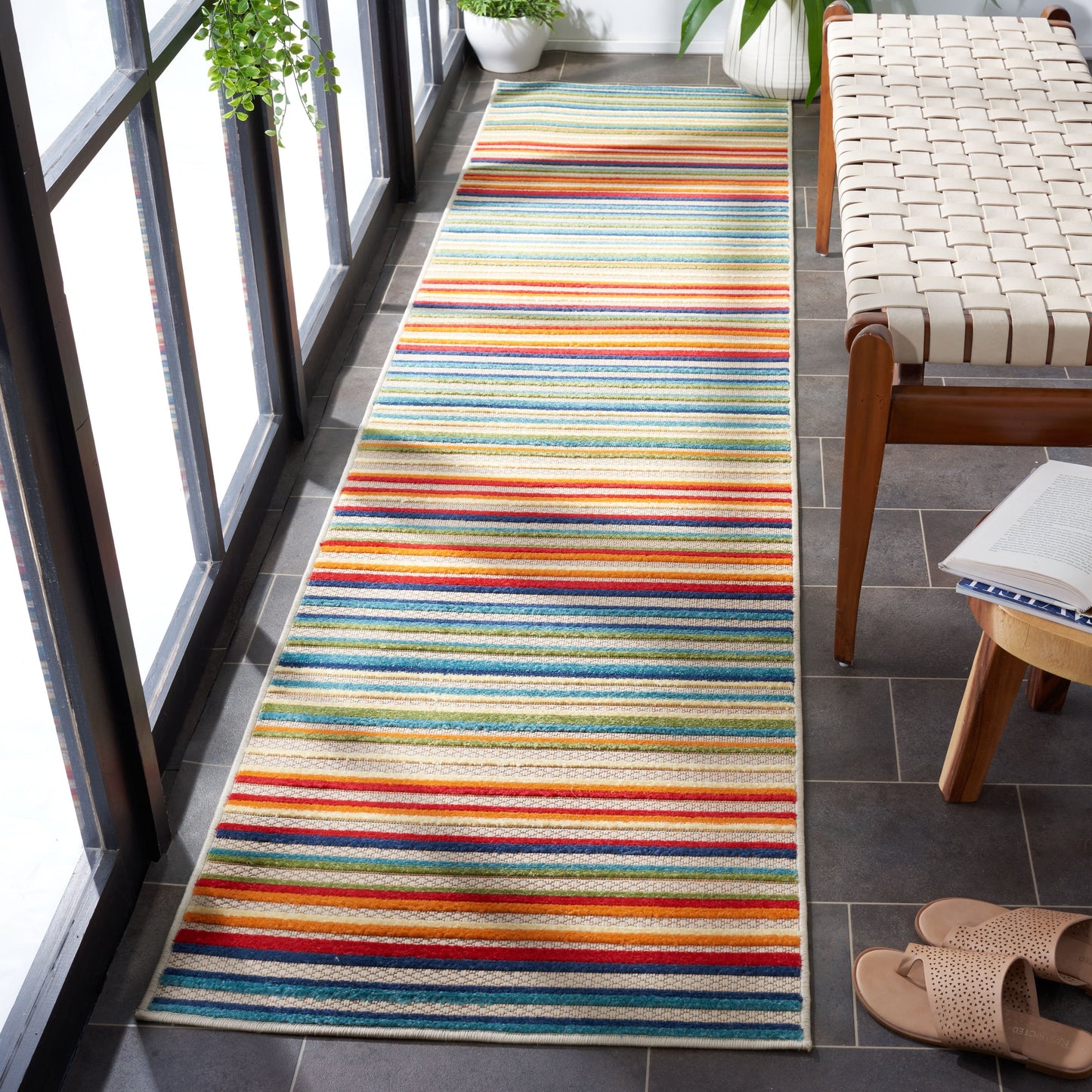 Tapis de patio imperméable à rayures SAFAVIEH Cabana Gafia pour intérieur/extérieur