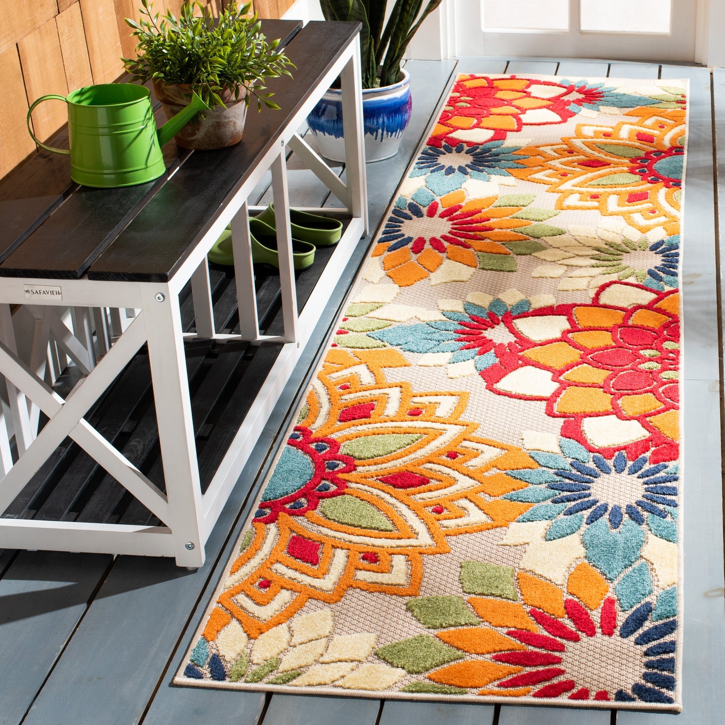 Tapis de patio imperméable à motif floral SAFAVIEH Cabana Ingke pour intérieur/extérieur