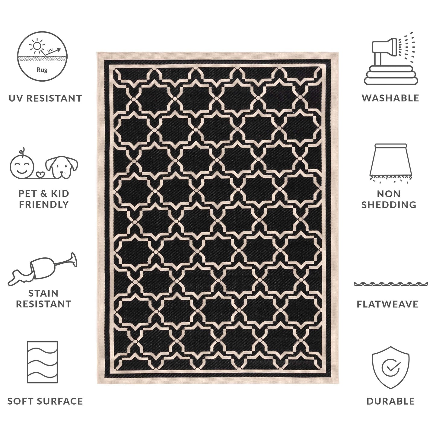 Tapis de jardin imperméable SAFAVIEH Courtyard Gulsin pour intérieur/extérieur