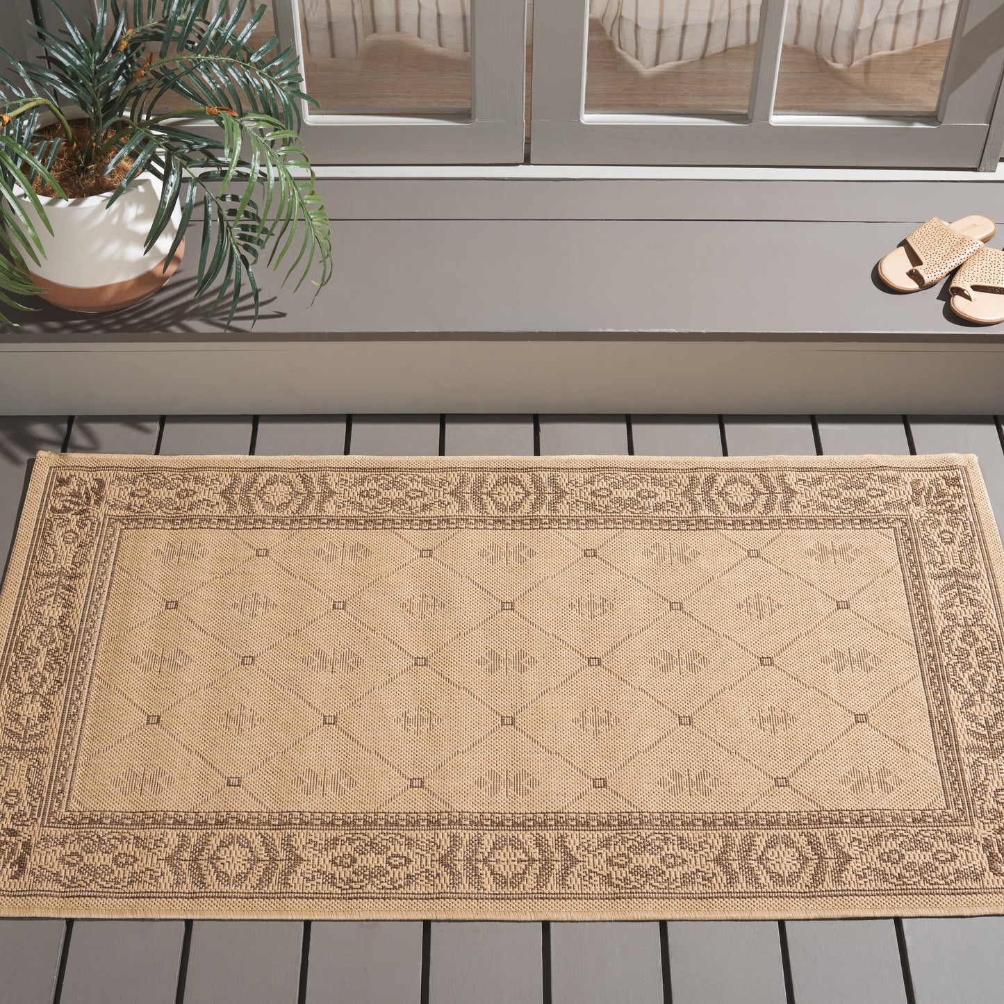 Tapis de jardin imperméable SAFAVIEH Courtyard Hendrina pour intérieur/extérieur