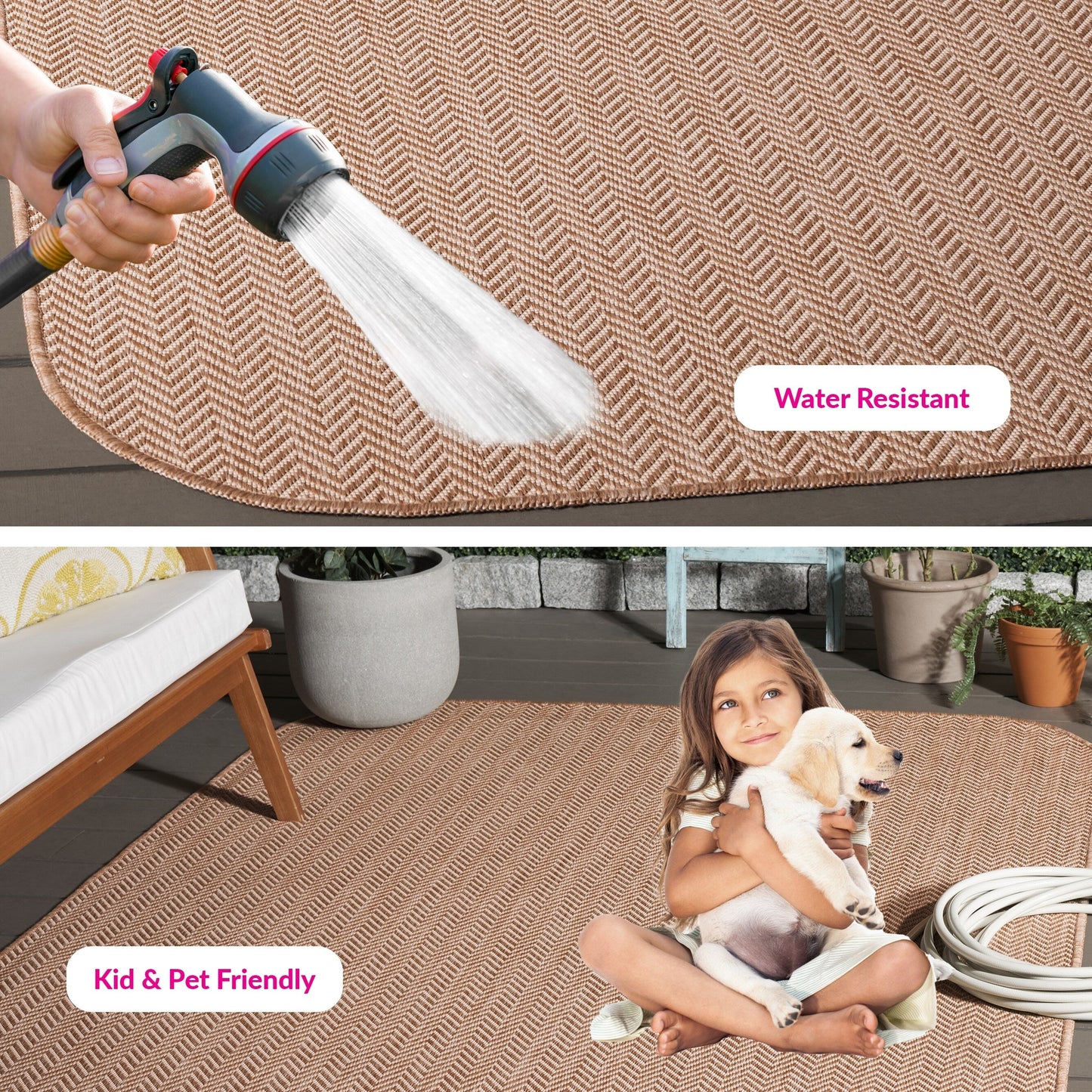 Tapis de jardin imperméable SAFAVIEH Courtyard Ilmur pour intérieur/extérieur