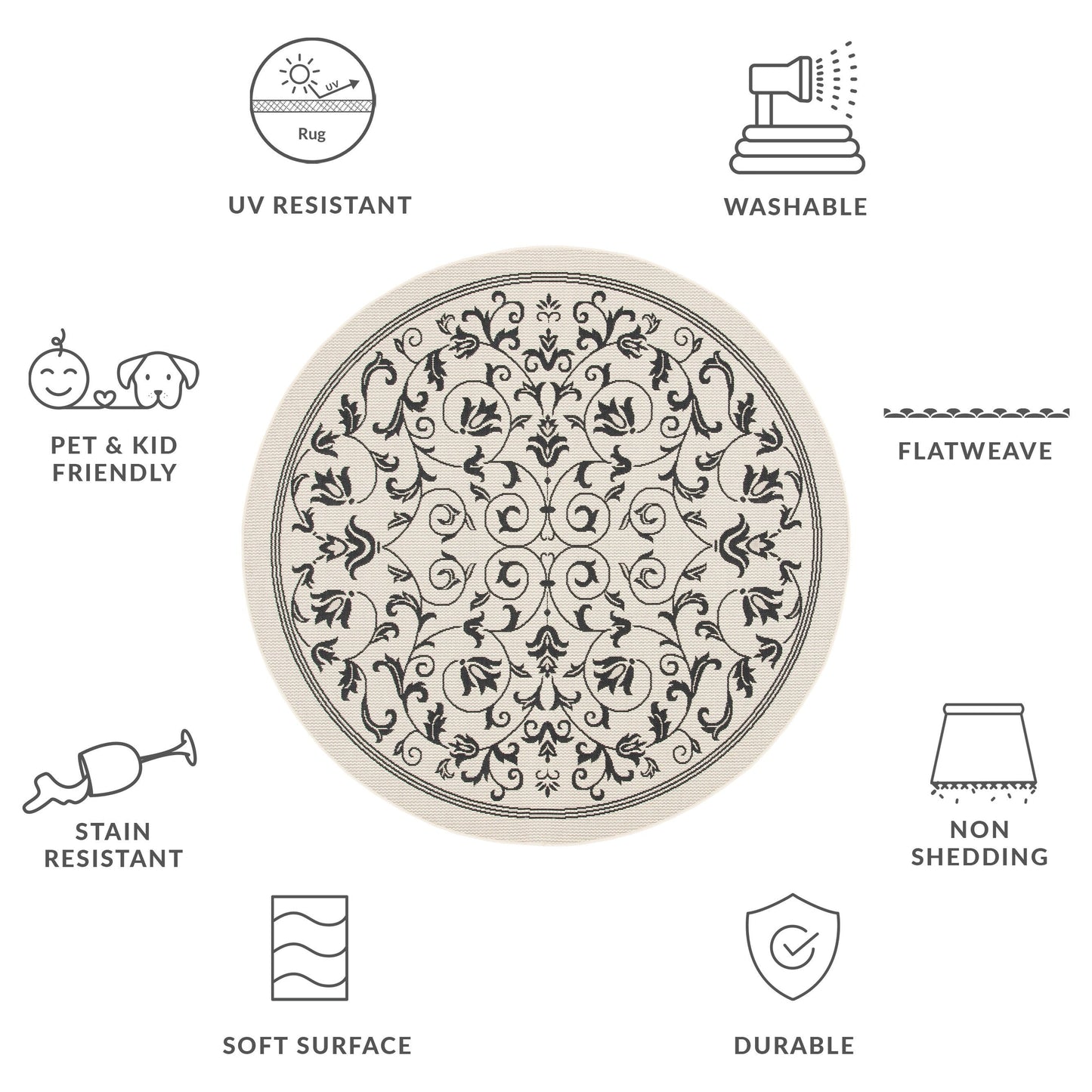 Tapis de jardin/terrasse imperméable SAFAVIEH Courtyard Miljeta