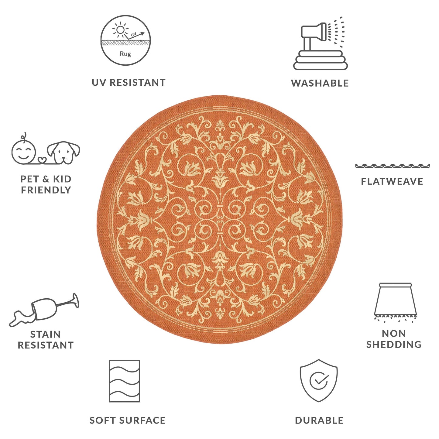 Tapis de jardin/terrasse imperméable SAFAVIEH Courtyard Miljeta