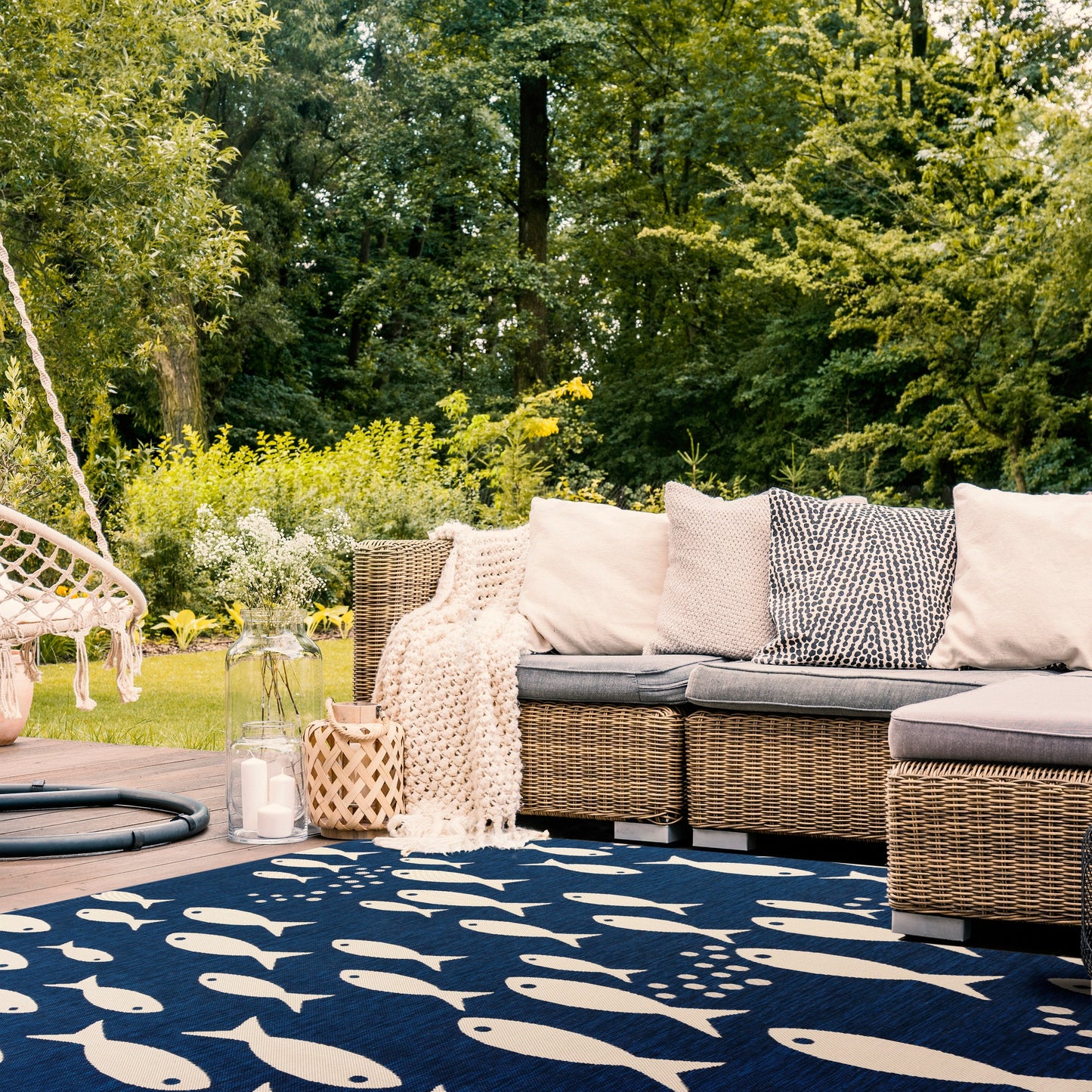 Tapis de jardin SAFAVIEH Courtyard Ragne pour intérieur/extérieur, imperméable, terrasse ou jardin.