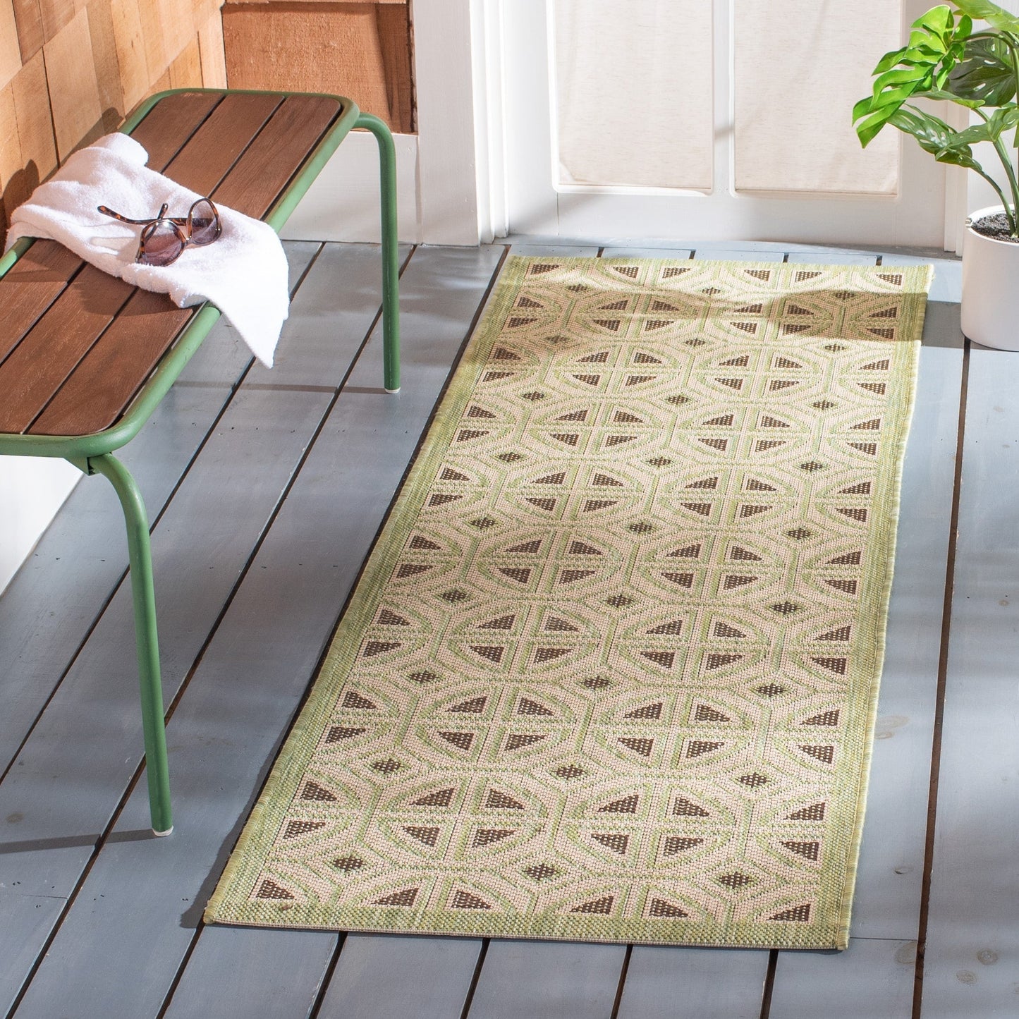 Tapis de jardin SAFAVIEH Courtyard Saundra imperméable pour intérieur/extérieur, terrasse ou jardin