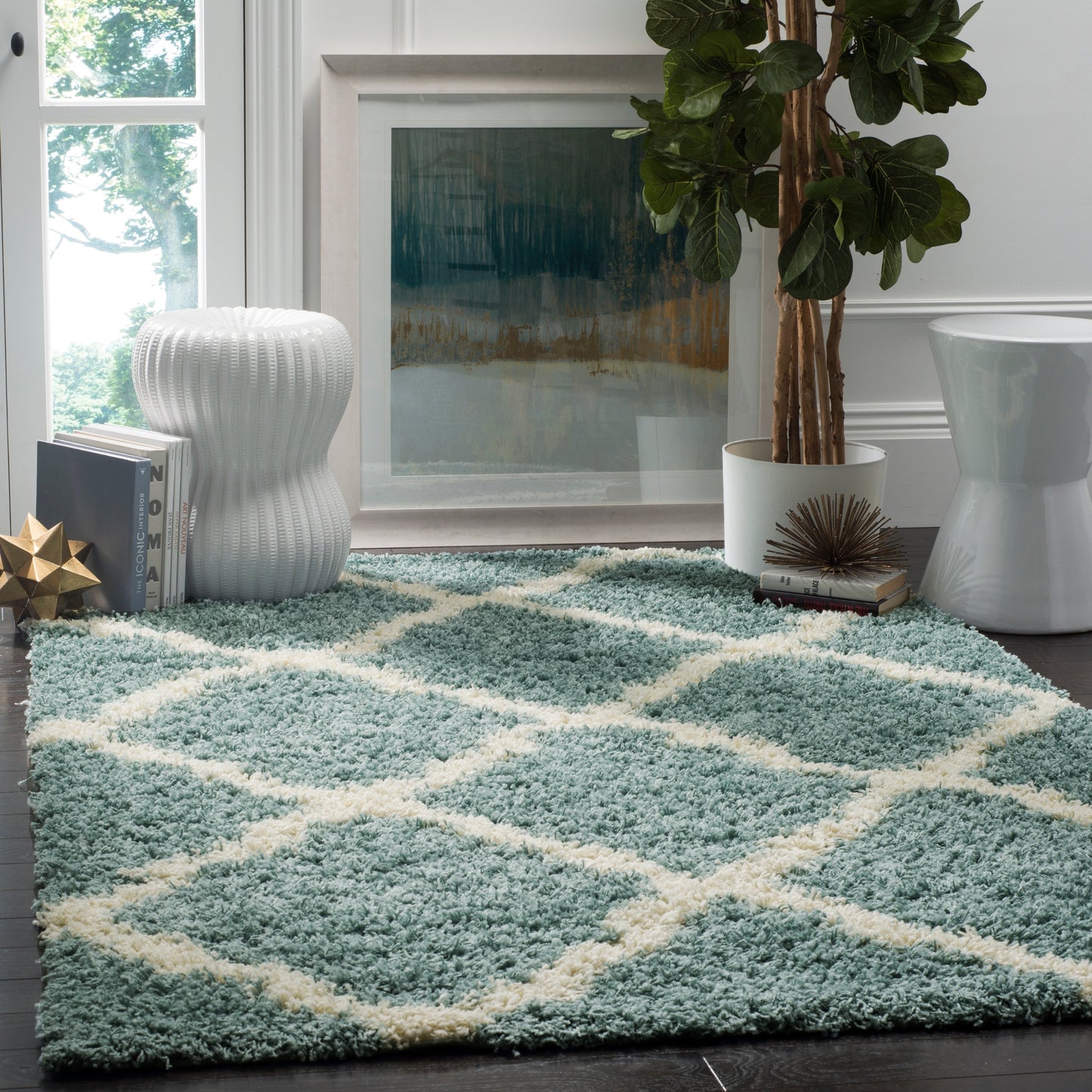 Tapis SAFAVIEH Dallas Shag Darina Trellis de 3,8 cm d'épaisseur