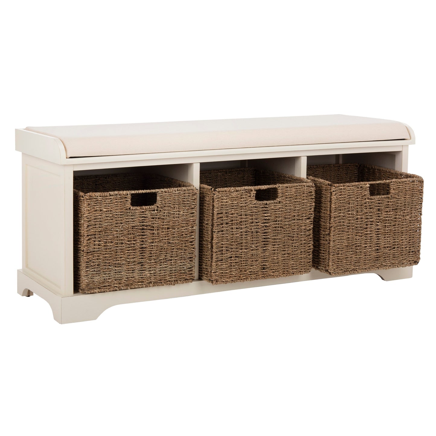 Banc de rangement SAFAVIEH Eola Gris/Blanc - 47 x 16,1 x 19,9 cm - 47 cm L x 16 cm P x 20 cm H